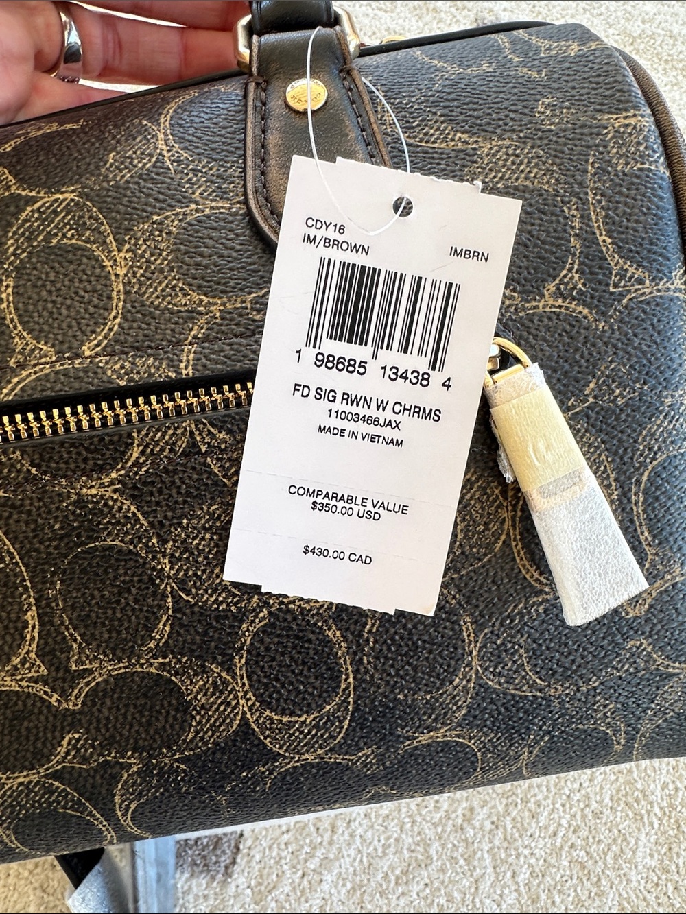 Coach Brown Logo Barrel Satchel with Gold Hardware - Picture 4 of 9